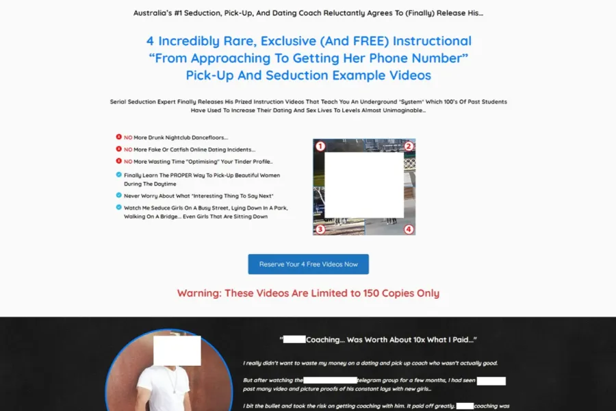 Dating and Male PUA Tripwire Product Sales Page